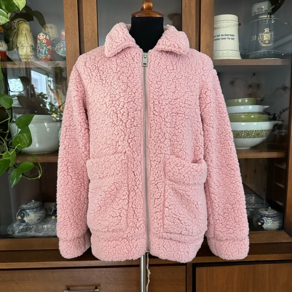 Women’s Levi’s Pastel Pink Sherpa Zip Coat - Picture 1 of 7
